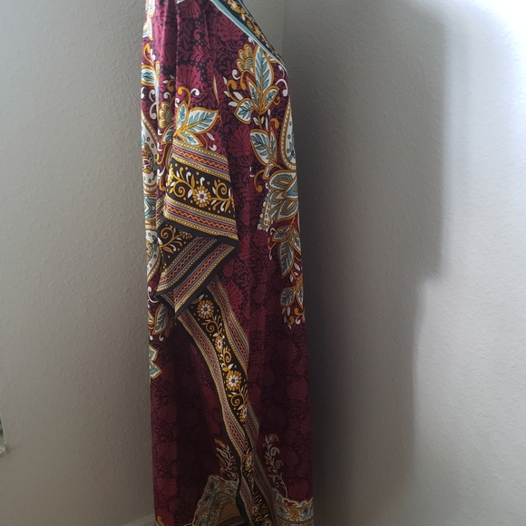 New Burgundy and Gold Kaftan Abaya Cover-up Dress - Picture 6 of 12